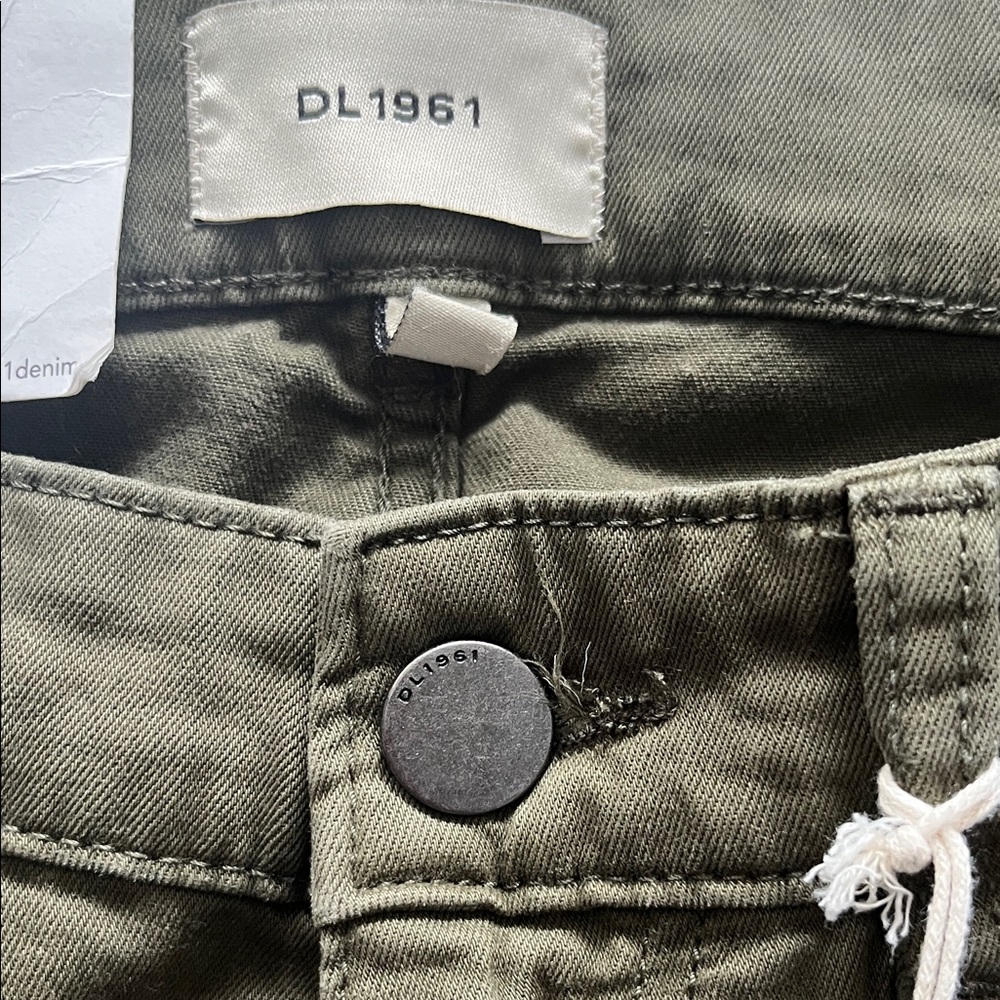 DL1961 Avery Relaxed Straight Dark Green Casual Pants - Picture 3 of 9